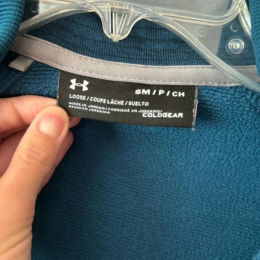 Turquoise Under Armour ColdGear 1/4 zip. Size small - Picture 2 of 6